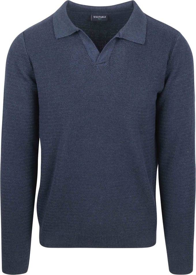 Suitable Trui Riva Structure Melange Donkerblauw (navy) - Maat L - Heren - Pullover