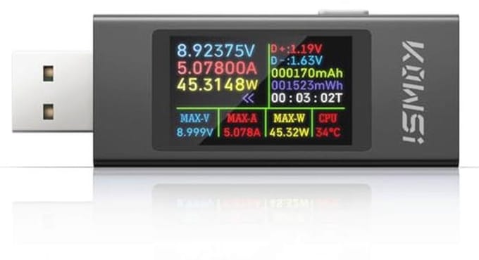 USB Tester Voltage en Stroommeter 4-30V 0-12A voor Opladen en Capaciteit