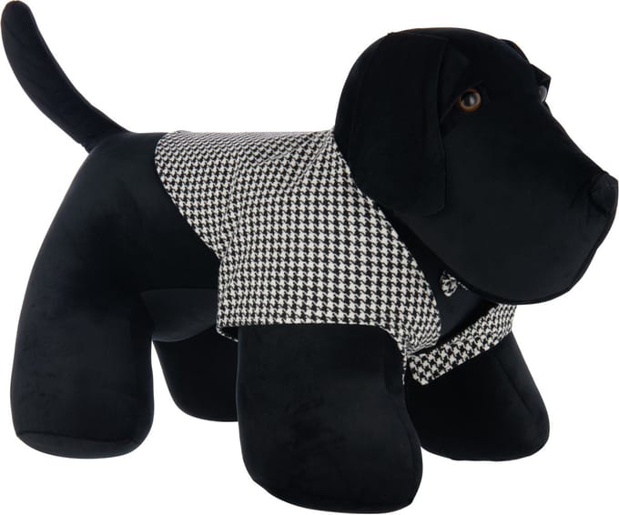 J-Line deurstopper Hond Pied-De-Poule - polyresin - zwart/wit