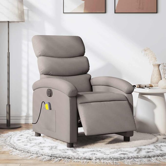 vidaXL - Massagestoel - elektrisch - verstelbaar - stof - taupe