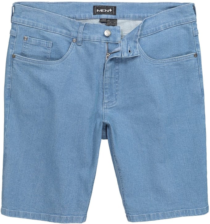Men Plus - Heren - Jeansbermuda FLEXLASTIC® denim 5-pocket Straight Fit - Gebleekt denim - Maat 72