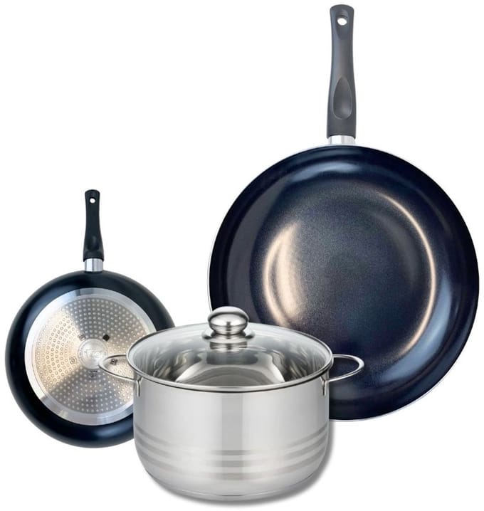 Set van 2 Koekenpannen 20 en 32 cm en 1 braadpan 24 cm Elo Prima Brillant