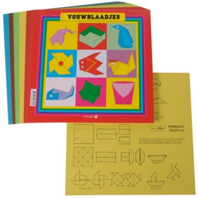 Vouwblaadjes vierkant 20x20cm 65gram assorti 90 vel