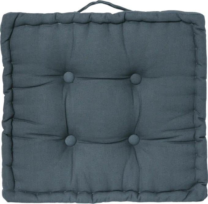 Atmosphera Vloerkussen Square - denim blauw - katoen - 38,5 x 38,5 x 8 cm - vierkant - Extra dik