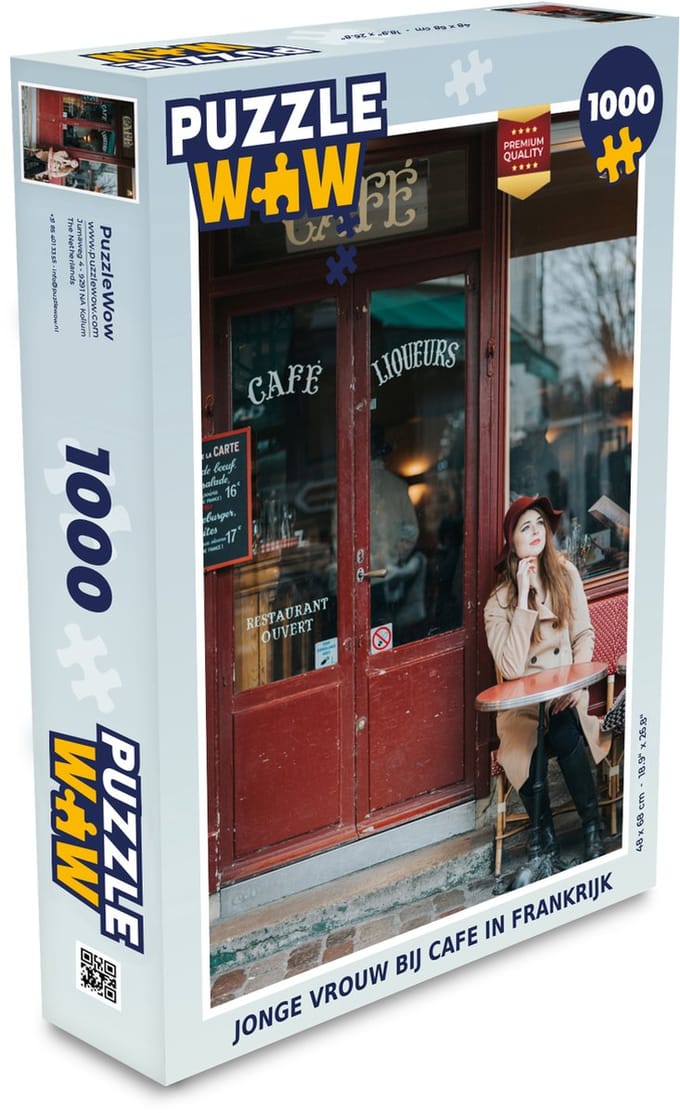 Puzzel Frankrijk - Café - Vrouw - Legpuzzel - Puzzel 1000 stukjes volwassenen