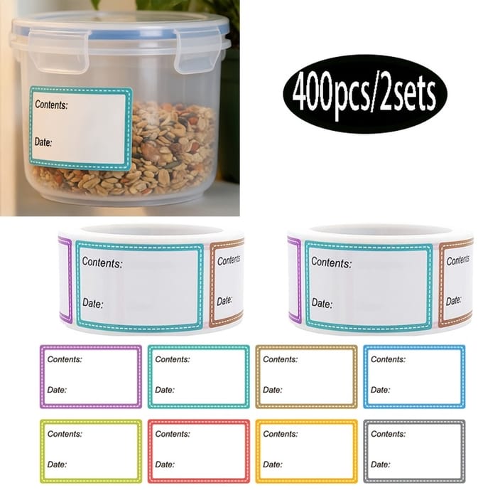Livé® Label Stickers – 400 stuks Multicolor Datum & Keuken Labels