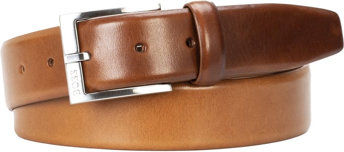 BOSS leren heren riem - middenbruin