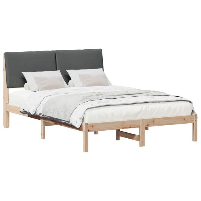 vidaXL - Bedframe - Bruin - en - donkergrijs - 150 - x - 200 - cm - Massief - grenenhout