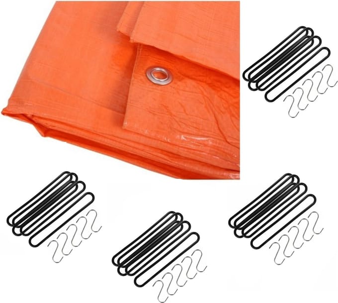 Benson - Afdekzeil oranje 5 x 6 meter met 20x spanrubbers en S-haken