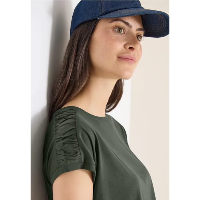 Shirt met korte mouwen en rimpels