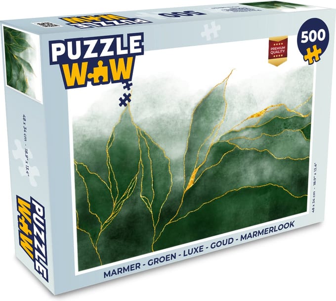 Puzzel Marmer - Groen - Luxe - Goud - Marmerlook - Legpuzzel - Puzzel 500 stukjes