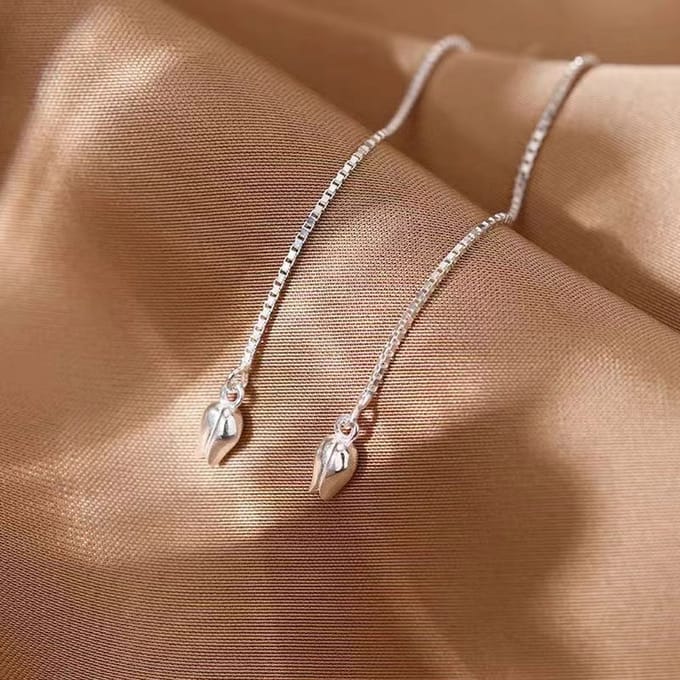 dames doortrekoorbellen met tulpen-80mm-zilver 925