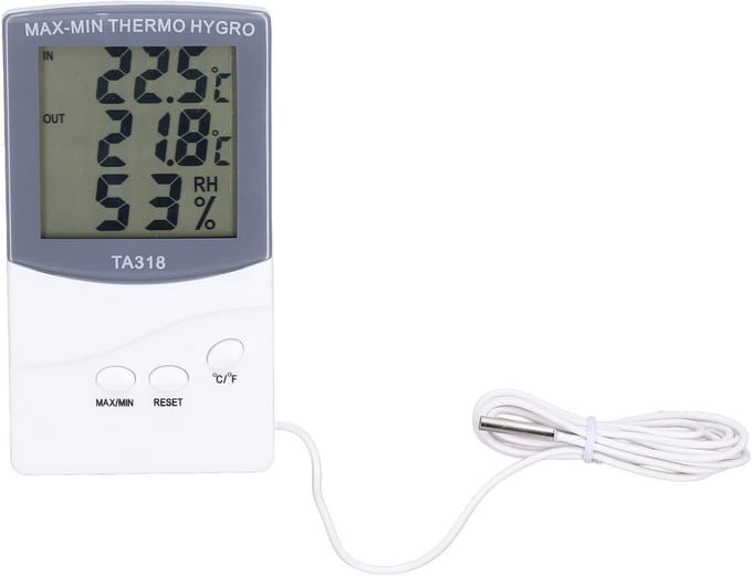 Moderne binnenthermometer en hygrometer met instelbare graden voor binnen en buiten