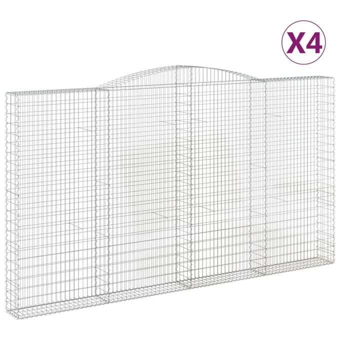 vidaXL - Schanskorven - 4 - st - gewelfd - 400x30x220/240 - cm - ijzer