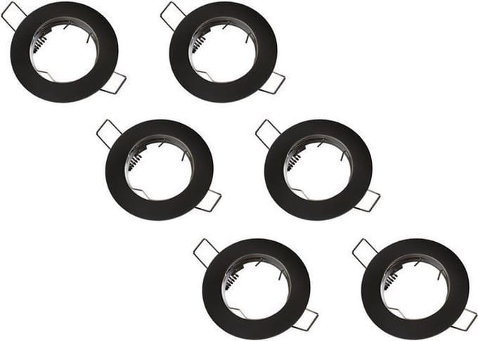 Groenovatie Inbouwspot - Rond - GU10 Fitting - Mat Zwart - 6-Pack