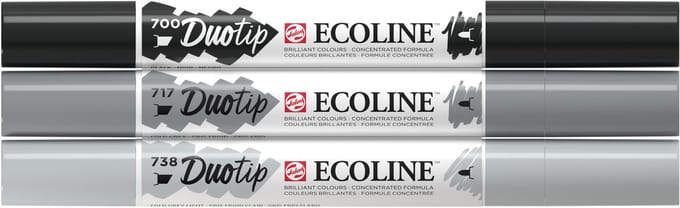 Duotip talens ecoline set 3 stuks zwart en grijs | 3 stuks