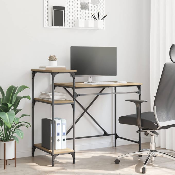 vidaXL Bureau Artisan Eiken Bewerkt hout 105 x 50 x 90 cm