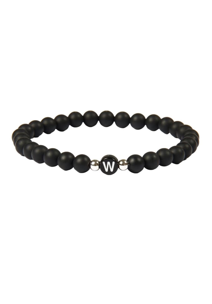 good.designs Parelarmband van agaatstenen met de letter W