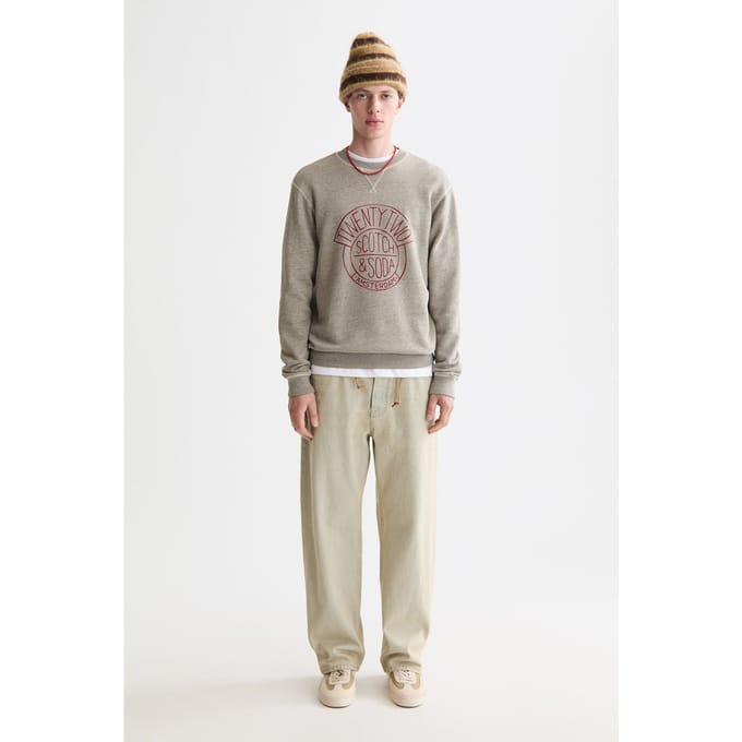 Scotch & Soda Denim Washed Artwork Sweatshirt Grey Melange Größe: S | Pullover Outlet | Herren | Grau
