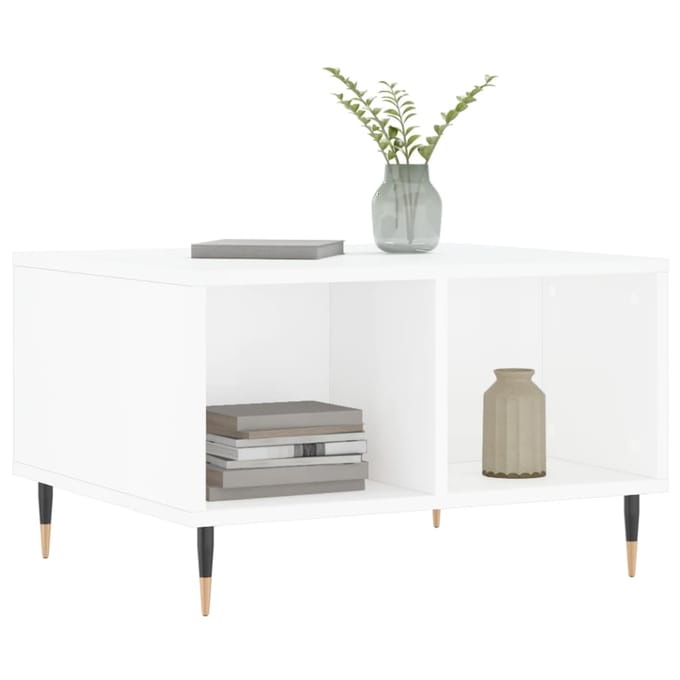 vidaXL - Salontafel - 60x50x36,5 - cm - bewerkt - hout - hoogglans - wit