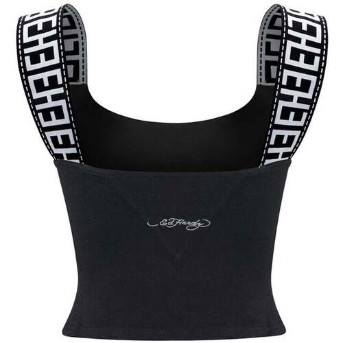 Blouse Ed Hardy Tiger Glow Tape Crop Tank Top Black