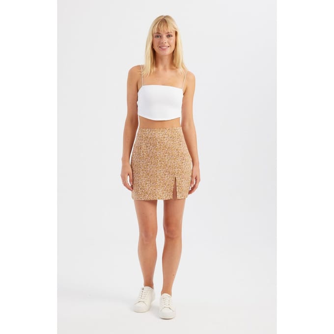 Floral Hoge Taille Minirok met Zijsplit