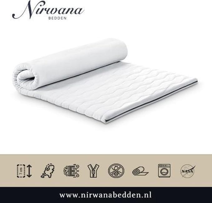 180x220 Topdekmatras - Topper NASA-VISCO - Traagschuim - 7 CM - Nirwana Bedden