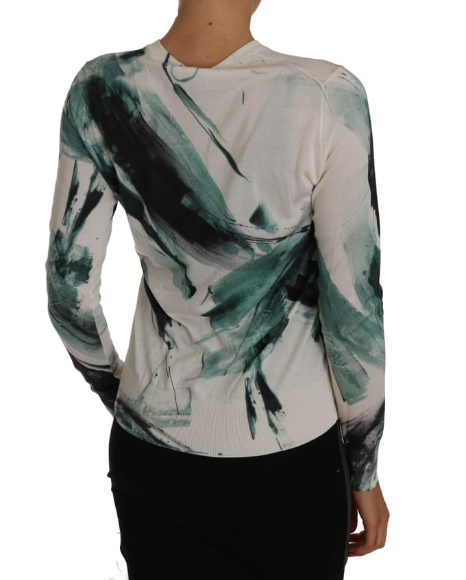 Dolce & Gabbana Dames-Trui, Wit Zijde Vest, Lichtgewicht Paint Stroke