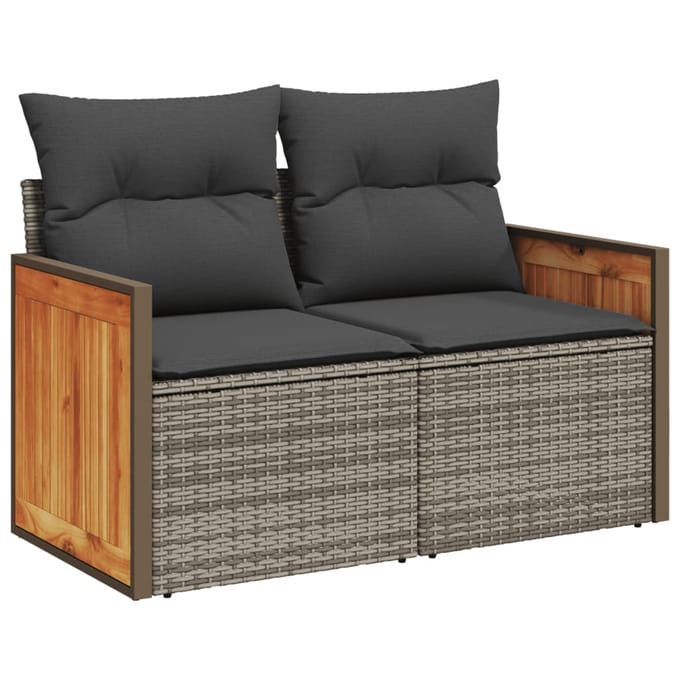 vidaXL - 11-delige - Loungeset - met - kussens - poly - rattan - grijs
