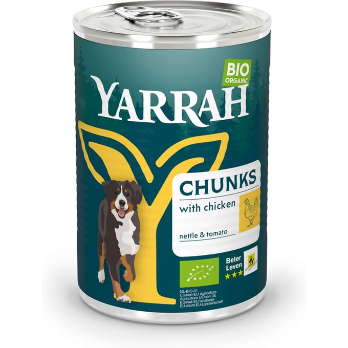 6x400g biologisch paté met kip Yarrah Hondenvoer