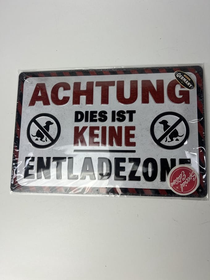Metalen wandbord Achtung !