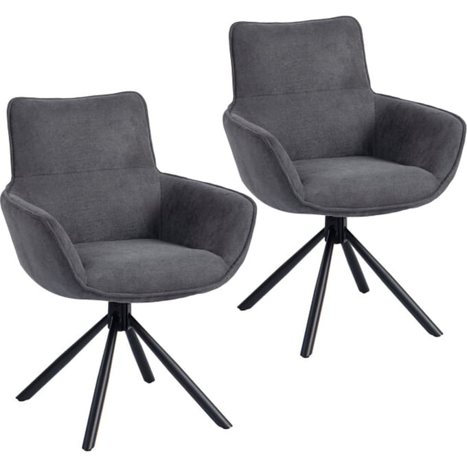 4goodz Set van 2 eetkamerstoelen - Draaibaar - Armleuningen - Grijs