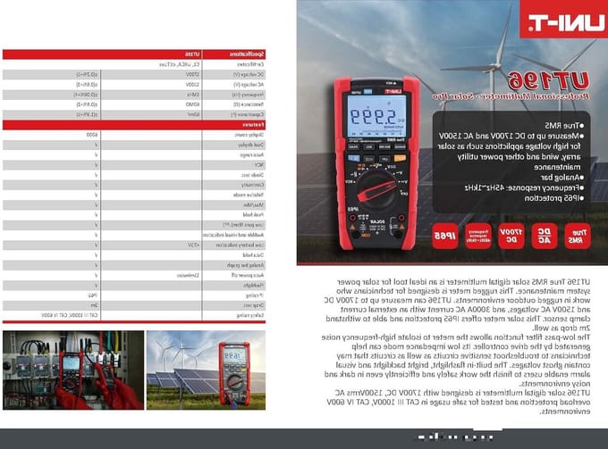 Digitale Multimeter - Spanningstester Capaciteitsmeter - Hoogspanning Meten - True RMS IP65 - 1700 V DC - Rood