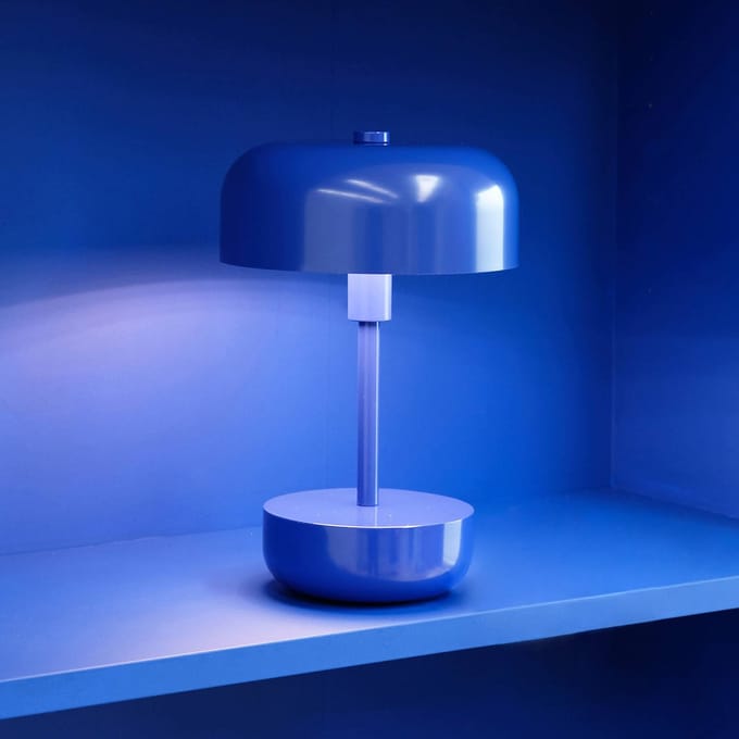 Dyberg Larsen Tafellamp blauw metaal Oplaadbaar LED H25,7 cm D17 cm Haipot