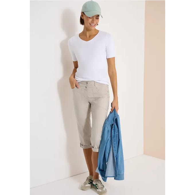 3/4 Mid Waist Slim Legs broek met omslag