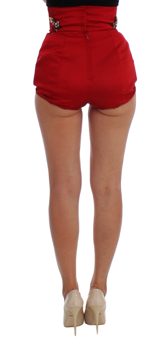 Dolce Gabbana Hoge Taille Shorts met Bloemenborduursel