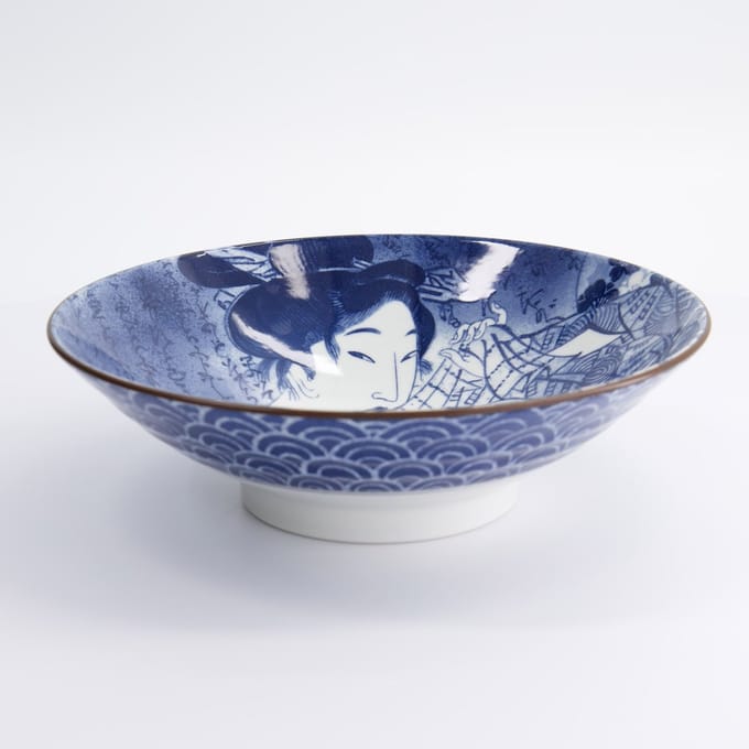 Tokyo Design Studio – Ukiyoe Shunga Ramen Kom – Blauw – 24,5 x 7,5 cm – 1400 ml