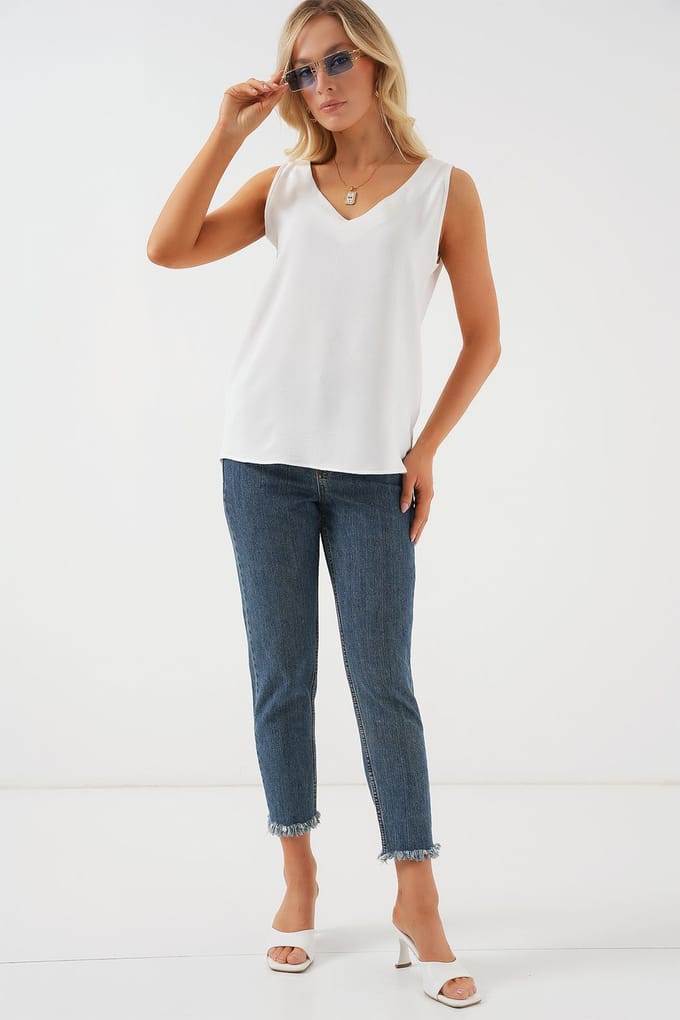 V-hals Pull-On Blouse