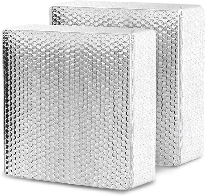 RV Vent Isolator - Dakraam Cover - Energie Besparen - Dubbellaags Isolatie - 2-Pack 35.6cm - Zilver