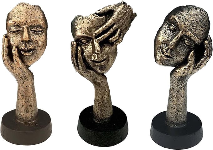 La'Moussawi ® Abstracte Gouden Denker Beeldjes Set van 3 voor Elegante Interieurdecoratie