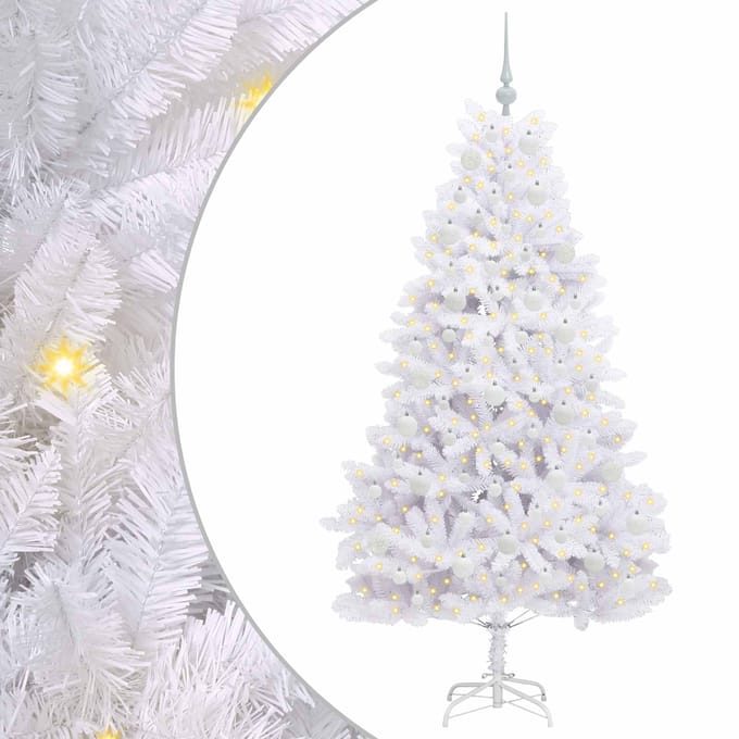 vidaXL - Kunstmatige - Hinged - Kerstboom - Wit - 180 - cm - PVC - en - Staal