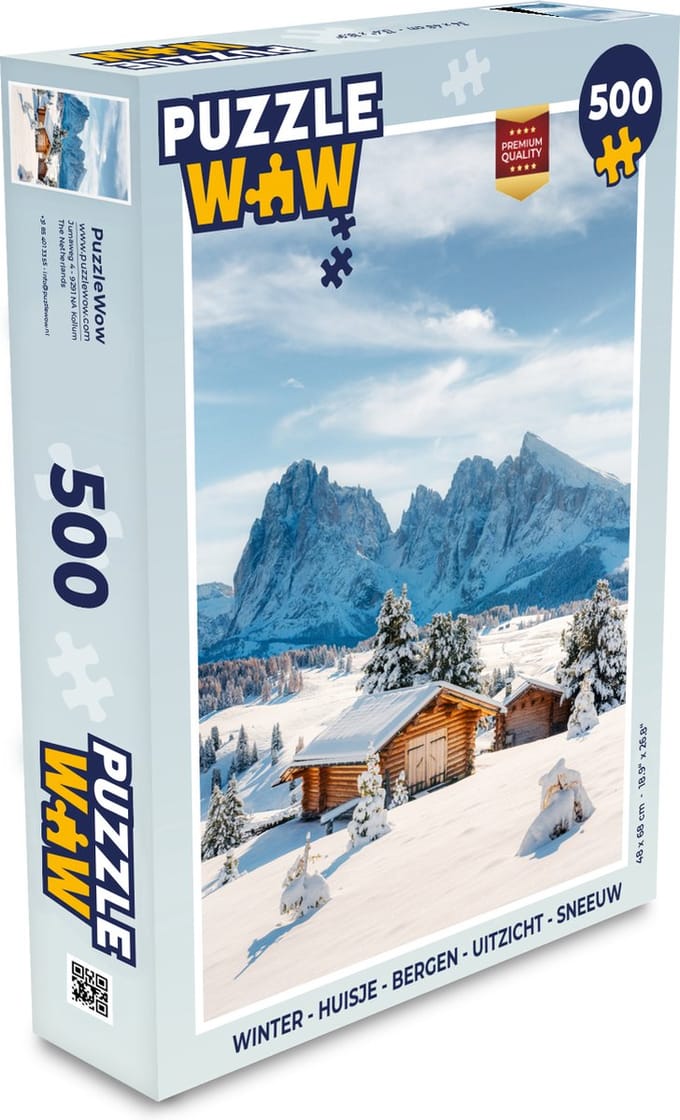 Puzzel Winter - Huisje - Bergen - Uitzicht - Sneeuw - Legpuzzel - Puzzel 500 stukjes