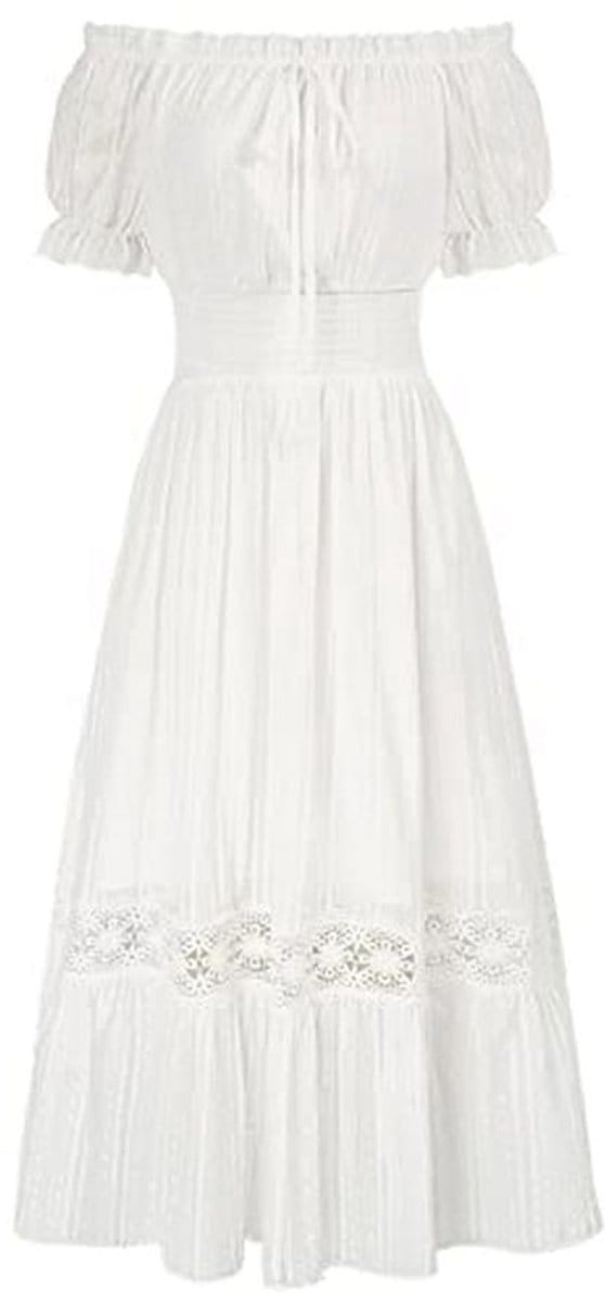 Dames Renaissance Off-the-shoulder Hoge Taille Zomer Katoenen Jurk