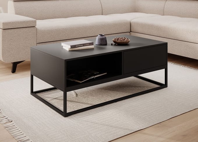 Meubella - Salontafel Delta - Zwart - 120 cm