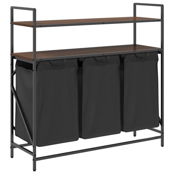 vidaXL - Wasmand - 3 - vakken - met - planken - bruin - eikenkleurig