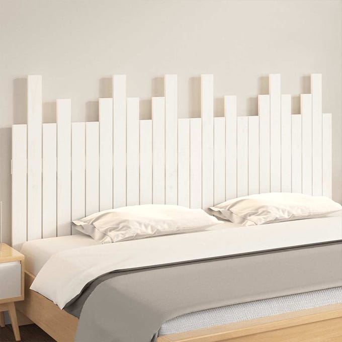 vidaXL - Hoofdbord - wandmontage - 166x3x80 - cm - massief - grenenhout - wit