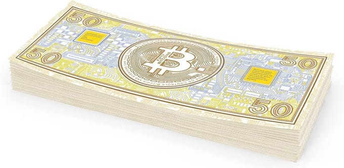 Speelgeld Bankbiljetten 50 Bitcoin - Leuke Geschenkverpakking en Feestdecoratie