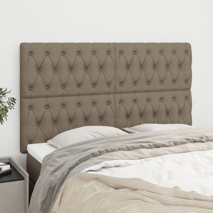 vidaXL - Hoofdbord - taupe - 160x7x118/128 - cm - Stof