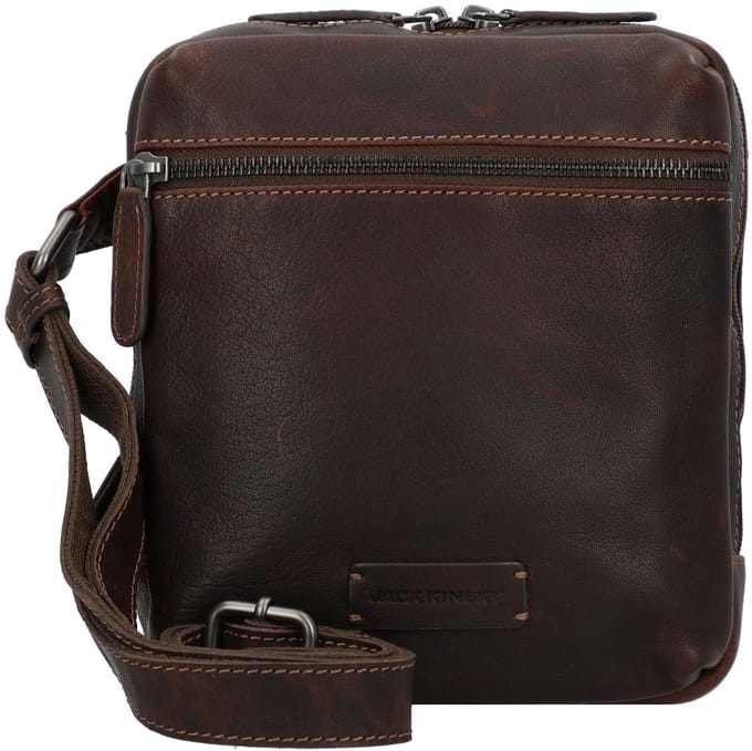 Jack Kinsky Porto Schoudertas Leer 20 cm - Jongens - mokka