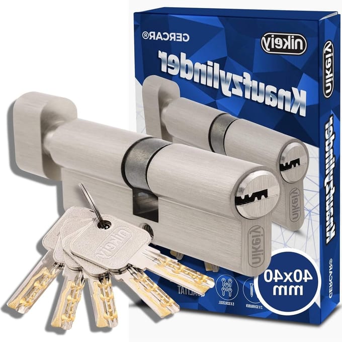 Knopcilinder Deurslot - Cilinderslot Messing - Deur Beveiligen - Boorbeveiliging - 80 mm - Mat Vernikkeld